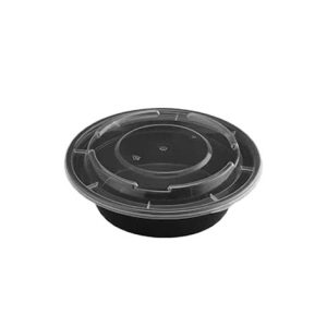 Microwave Round Container & Lid Black Base 24Oz 1x150